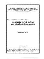 báo cáo tổng kết khoa học và kỹ thuật đề mục nghiên cứu, thiết kế, chế tạo mẫu máy rửa xử lý rau quả tươi