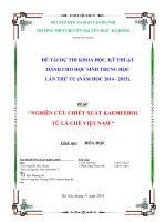 báo cáo nghiên cứu chiết tách kaempferol từ lá chè việt nam