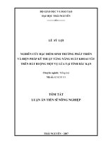 tóm tắt luận án tiến sĩ nông nghiệp nghiên cứu đặc điểm sinh trưởng phát triển và biện pháp kỹ thuật tăng năng suất khoai tây trên đất ruộng một vụ lúa tại tỉnh bắc kạn