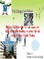 Nghiên cứu và vận dụng các hình thức tiền thưởng và phúc lợi tại công ty may Chiến Thắng