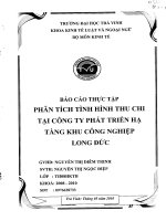 luận văn quản trị kinh doanh phân tích tình hình thu chi tại công ty phát triển hạ tầng kcn long đức