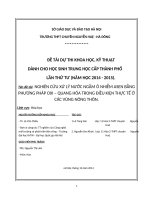 Nghiên cứu xử lý nước ngầm ô nhiễm asen bằng phương pháp oxi – quang hóa trong điều kiện thực tế ở các vùng nông thôn