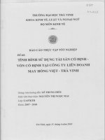 luận văn quản trị kinh doanh tình hình sử dụng tài sản cố định - vốn cố định tại công ty liên doanh may hồng việt trà vinh