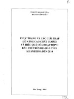 thực trạng và giải pháp để nâng cao chất lượng và hiệu quả hoạt động báo chí trên địa bàn tỉnh khánh hoà đến 2010