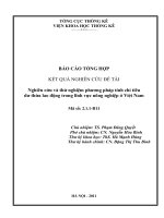 Nghiên cứu và thử nghiệm phương pháp tính chỉ tiêu dư thừa lao động trong lĩnh vực nông nghiệp ở Việt nam