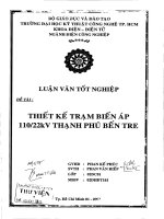 thiết kế trạm biến áp 110 22kv thạnh phú, bến tre