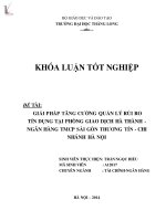 giải pháp tăng cường quản lý rủi ro tín dụng tại phòng giao dịch hà thành - ngân hàng tmcp sài gòn thương tín - chi nhánh hà nội