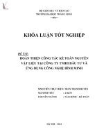 hoàn thiện công tác kế toán nguyên vật liệu tại công ty tnhh đầu tư và ứng dụng công nghệ bình minh