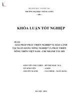 giải pháp phát triển nghiệp vụ bảo lãnh tại ngân hàng nông nghiệp và phát triển nông thôn việt nam - chi nhánh tây hồ