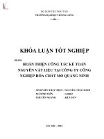 hoàn thiện công tác kế toán nguyên vật liệu tại công ty công nghiệp hóa chất mỏ quảng ninh