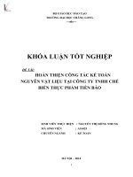 hoàn thiện công tác kế toán nguyên vật liệu tại công ty trách nhiệm hữu hạn chế biến thực phẩm tiến bảo