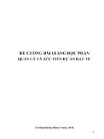 ĐỀ CƯƠNG BÀI GIẢNG HỌC PHẦN QUẢN LÝ VÀ XÚC TIẾN DỰ ÁN ĐẦU TƯ