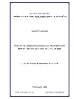 nghiên cứu giải pháp phát hiện xâm nhập mạng máy tính bất thường dựa trên khai phá dữ liệu