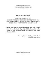 Khuyến nghị và phát triển áp dụng bộ tài liệu theo dõi và đánh giá thực hiện chiến lược phát triển thống kê Việt Nam