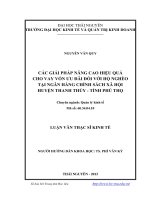 Các giải pháp nâng cao hiệu quả cho vay vốn ưu đãi đối với hộ nghèo tại Ngân hàng Chính sách Xã hội huyện Thanh Thủy, tỉnh Phú Thọ  Nguyễn Văn Quy.