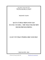 quản lý hoạt động đào tạo ở cung văn hóa - thể thao thanh niên thành phố hải phòng