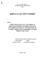 phân tích năng lực tài chính và một số giải pháp cải thiện năng lực tài chính tại công ty cổ phần đầu tư và phát triển công nghệ điện tử viễn thông việt nam