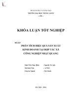 phân tích hiệu quả sản xuất kinh doanh tại hợp tác xã công nghiệp nhật quang