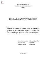 ột số giải pháp nhằm nâng cao hiệu quả hoạt động sử dụng vốn lưu động tại công ty trách nhiệm hữu hạn quang phượng