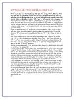 SUY NGẪM VỀ TIÊN HỌC LỄ HẬU HỌC VĂN