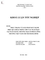 thực trạng và giải pháp đẩy mạnh hiệu quả hoạt động cho vay ngắn hạn tại ngân hàng thương mại cổ phần công thương việt nam chi nhánh ba đình