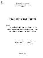 giải pháp nâng cao hiệu quả hoạt đọng kinh doanh của công ty tnhh tư vấn và truyền thông ginet
