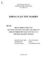 oàn thiện kế toán nguyên vật liệu tại công ty trách nhiệm hữu hạn sản xuất và thương mại đức dương