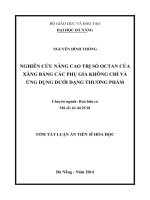 Nghiên cứu nâng cao trị số octan của xăng bằng các phụ gia không chì và ứng dụng dưới dạng thương phẩm (tt)