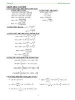 lý thuyết và công thức môn toán lớp 11