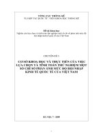 Cơ sở khoa học và thực tiến của việc lựa chọn và tính toán thử nghiệm một số chỉ số phản ánh mức độ hội nhập kinh tế quốc tế của Việt Nam
