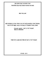 Mô phỏng vi cấu trúc và cơ chế khuếch tán trong các ô xít mgo, al2o3 và geo2 ở trạng thái lỏng (tt)