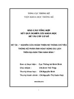 Nghiên cứu hoàn thiện hệ thống chỉ tiêu thống kê phản ánh hoạt động du lịch trên địa bàn tỉnh Ninh Bình