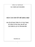 Nhu cầu sử dụng thông tin và thực trạng hệ thống chỉ tiêu phản ánh kết quả hoạt động du lịch tại tỉnh Ninh Bình