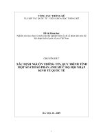 Xác định nguồn thông tin quy trình tính một số chỉ phản ánh mức độ hội nhập kinh tế quốc tế