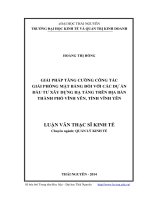 giải pháp tăng cường công tác giải phóng mặt bằng đối với các dự án đầu tư xây dựng hạ tầng trên địa bàn thành phố vĩnh yên, tỉnh vĩnh phúc