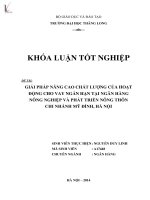 giải pháp nâng cao chất lượng của hoạt động cho vay ngắn hạn taị ngân hàng nông nghiệp và phát triển nông thôn chi nhánh mỹ đình, hà nội