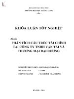 phân tích cấu trúc tài chính tại công ty tnhh vận tải và thương mại đại dương