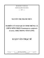 nghiên cứu bảo quản tinh trùng cá chẽm mõm nhọn psammoperca waigiensis (cuvier, 1828) trong nitơ lỏng
