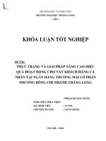 thực trạng và giải pháp nâng cao hiệu quả hoạt động cho vay khách hàng cá nhân tại ngân hàng thương mại cổ phần phương đông chi nhánh thăng long