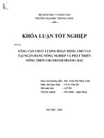 nâng cao chất lượng hoạt động cho vay tại ngân hàng nông nghiệp và phát triển nông thôn chi nhánh hoàng mai