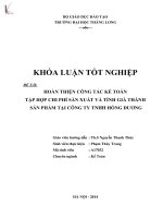 hoàn thiện công tác kế toán tập hợp chi phí sản xuất và tính giá thành sản phẩm tại công ty tnhh hồng dương
