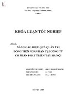 nâng cao hiệu quả quản trị dòng tiền ngắn hạn tại công ty cổ phần phát triển tây hà nội