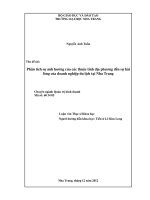 phân tích sự ảnh hưởng của thuộc tính địa phương đến sự hài lòng của doanh nghiệp du lịch tại nha trang