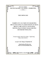 Nghiên cứu các nhân tố ảnh hưởng đến sự hài lòng khách hàng sử dụng dịch vụ thẻ ATM của ngân hàng thương mại cổ phần ngoại thương chi nhánh vĩnh long