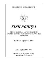 skkn rèn kĩ NĂNG xác lập và PHÂN TÍCH  các mối QUAN hệ TRONG GIẢNG dạy và học tập địa lí