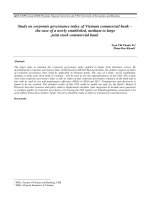 Study on corporate governance index of Vietnam commercial bank –  the case of a newly established, medium to large  joint stock commercial ban