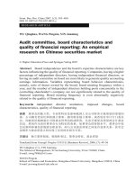 qinghua et al - 2007 - audit committee, board characteristics and quality of financial reporting - an empirical research on chinese securities market