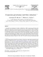 brown, caylor - 2006 - corporate governance and firm performance [cgs-gov-score]