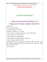 RÈN LUYỆN KĨ NĂNG VIẾT ĐOẠN VĂN  NGHỊ LUẬN VĂN HỌC CHO HỌC SINH LỚP 9.