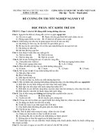 ĐỀ CƯƠNG ôn THI tốt NGHIỆP NGÀNH y sĩ học PHẦN sức KHỎE TRẺ EM